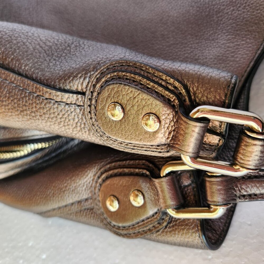 Coach Edie shoulder bag 31 Metallic polished pebble leather pewter color 87399 - Picture 12 of 12